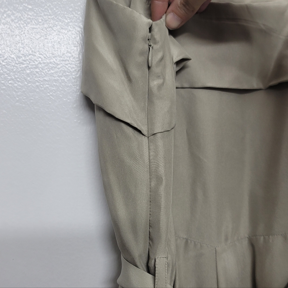 Reiss Kate Silk Tie Waist Skinny Leg Jumpsuit Womens 4 Taupe - Picture 10 of 16